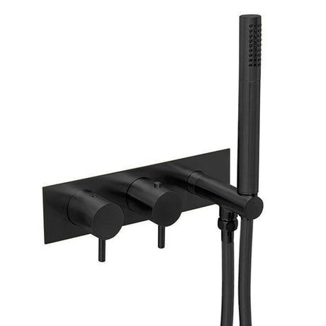JTP VOS Matt Black Thermostatic Concealed 2 Outlet Shower Valve with Attached Handset