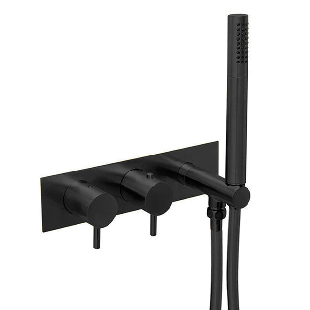 JTP VOS Matt Black Thermostatic Concealed 2 Outlet Shower Valve with Attached Handset
