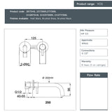 JTP VOS Single Lever Wall Mounted Basin Mixer Tap with Slim Spout, Long Projection