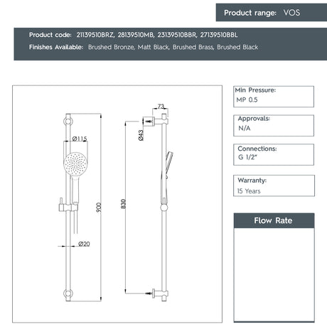 JTP VOS Slide Rail Shower Kit