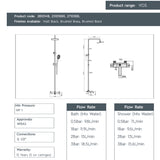 JTP VOS Thermostatic Bar Valve with 3 Outlets, Adjustable Riser & Multifunction Round Shower Handle