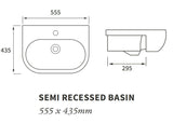 Kew 1TH Semi Recessed Basin 555 x 435mm