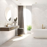 Grespania Lucena wall and floor tiles with Baena decor wall tiles in Perla colour