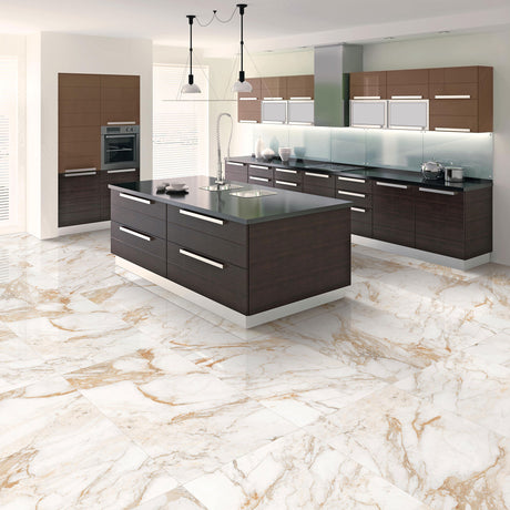 Liora White tile on kitchen floor