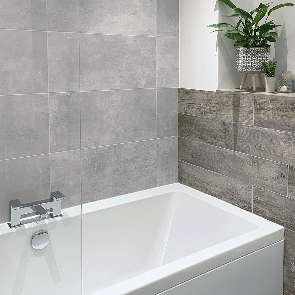 Lirena Ash tiles on bathroom wall