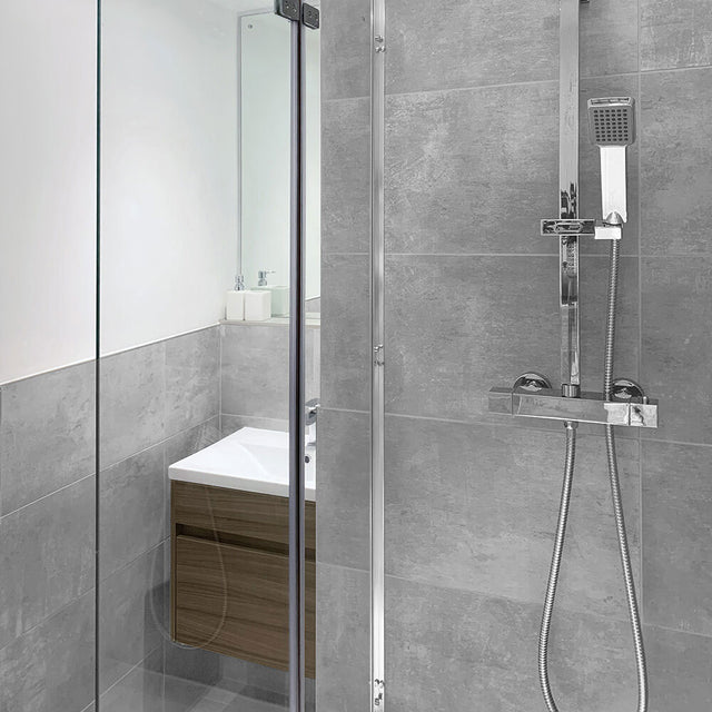Lirena Ash tiles on bathroom walls