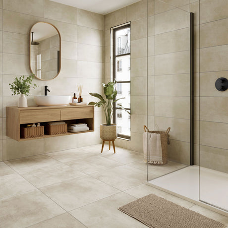 Lirena Cream tiles, 30x60 on walls, 60x60 on floor