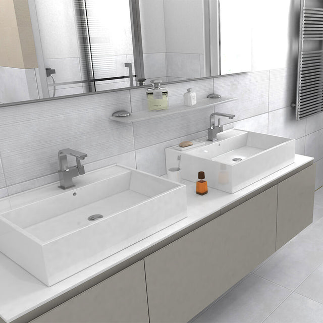 Lirena White Waves (& plain Lirena White) tiles in a bathroom