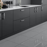 Lumina Grey Polished Porcelain Tiles on floor