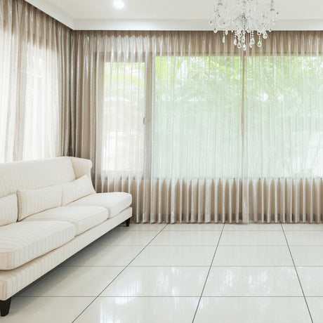 Lunara White Rectified Polished Tiles on floor