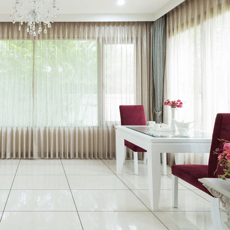 Lunara White Rectified Polished Tiles on floor