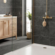 Luvina Anthracite tiles on bathroom wall and floor