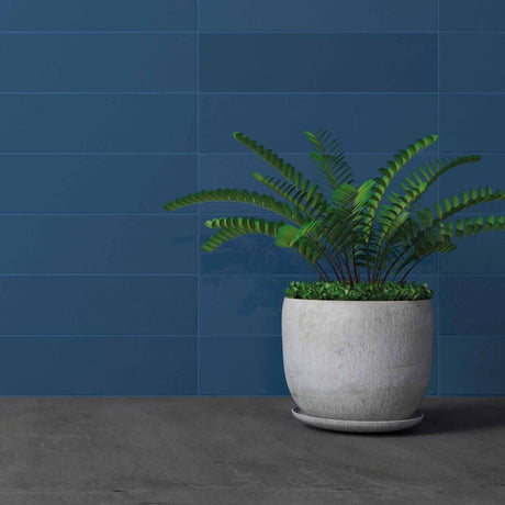 Mira Plain Denim Gloss Ceramic Wall Tiles
