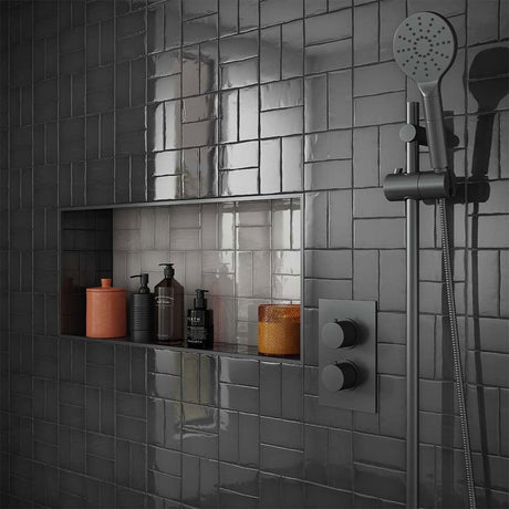 Potter Smoke (& Cotton) Gloss Glazed Ceramic Wall Tiles