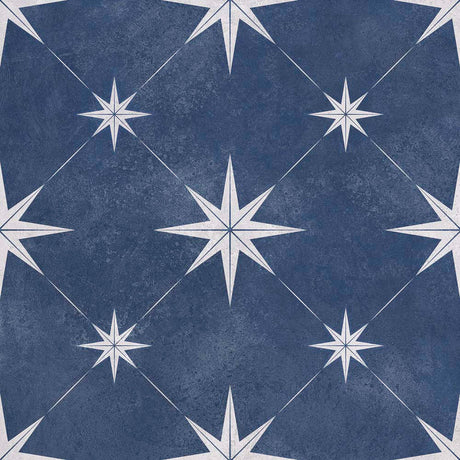 Solara Navy Blue Patterned Matt Tile 33.5 x 33.5cm