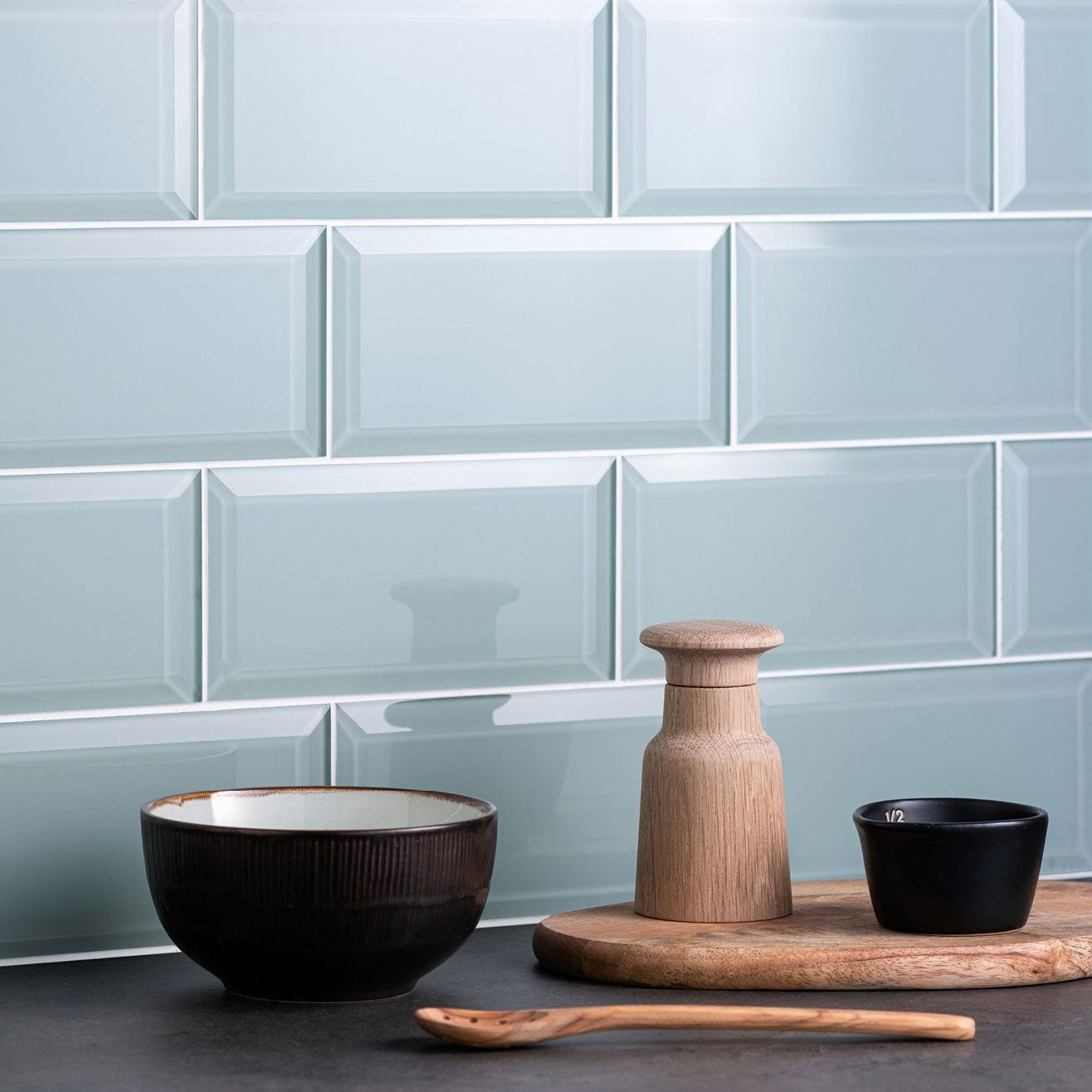 Spectrum Glass Mistfall Clear Bevel Glass Tiles