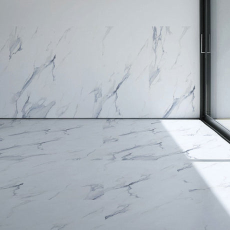 Statuario Mercury Blue tiles on wall and floor