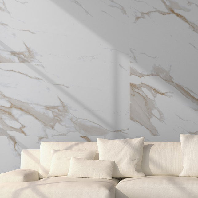 Statuario Mercury Gold tiles on wall