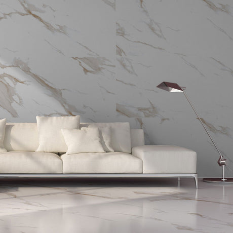 Statuario Mercury Gold tiles on wall