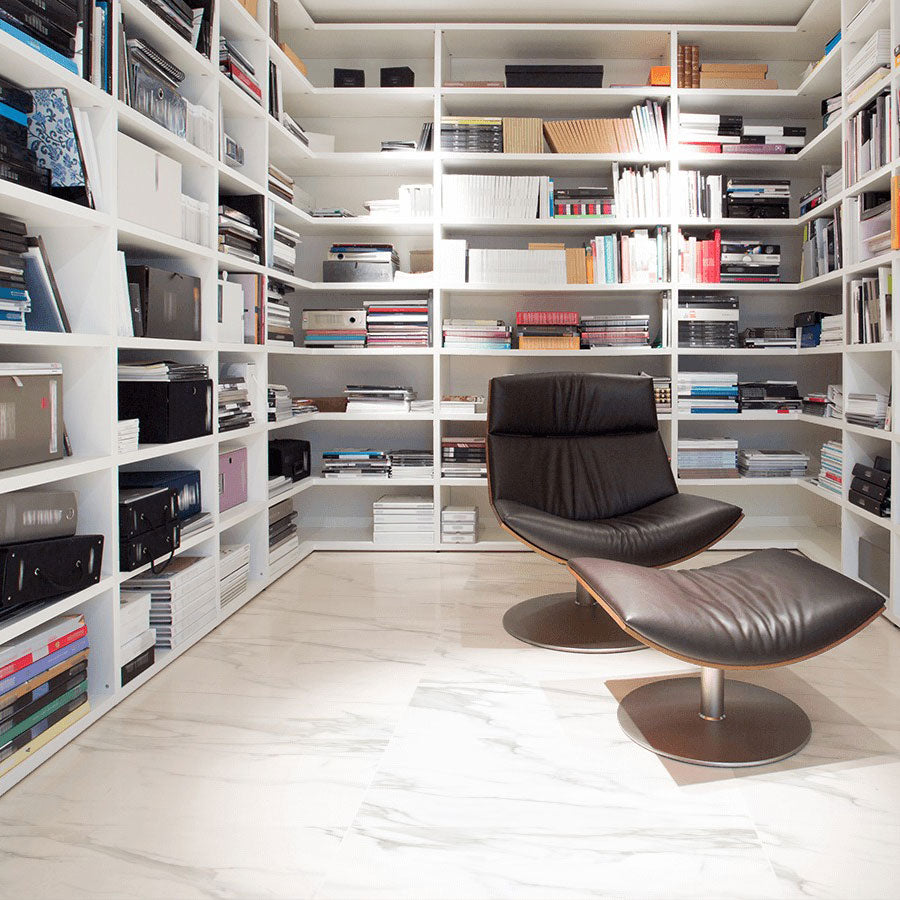 Statuario Mercury White tiles on floor