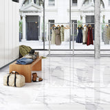 Statuario Mercury White Polished Tile s on floor