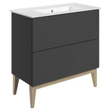 Tabo Bergamo Matt Graphite Grey Floor Standing 2 Drawer Basin Unit & Basin 815mm