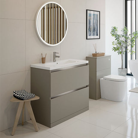 Tabo Delfina Matt Latte Floor Standing 2 Drawer Basin Unit & Basin (815mm)
