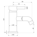 Tabo Hero Brushed Brass Cloakroom Basin Mixer Tap & Waste