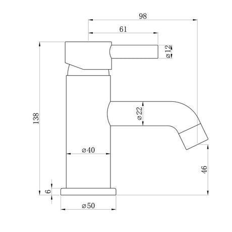 Tabo Hero Matt Black Cloakroom Basin Mixer Tap & Waste
