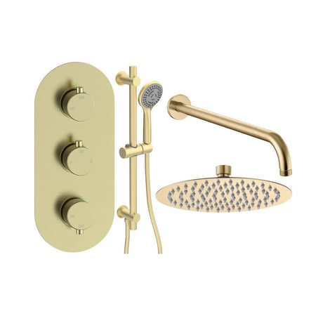 Tabo Marina 3 - Brushed Brass Round Shower Valve & Kit