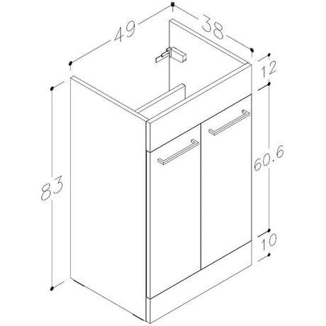 Tabo Modena Anthracite Gloss Floor Standing 2 Door Basin Unit & Basin 510mm