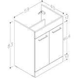 Tabo Modena Anthracite Gloss Floor Standing 2 Door Basin Unit & Basin 610mm