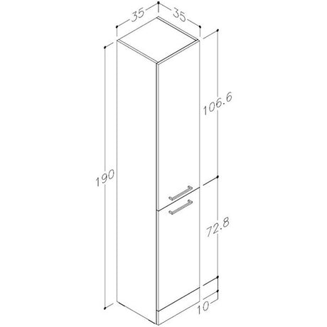 Tabo Modena Anthracite Gloss Floor Standing 2 Door Tall Unit 350mm