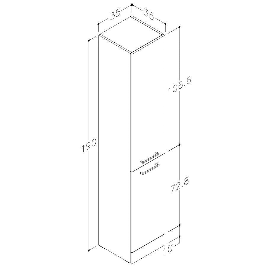 Tabo Modena Floor Standing 2 Door Tall Unit 350mm