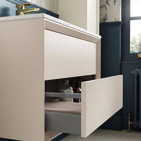 Tabo Orta Matt Cotton Wall Hung 2 Drawer Basin Unit & Basin 