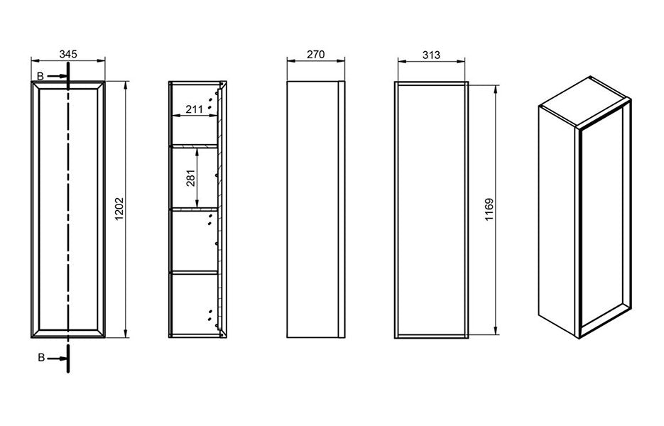 Tabo Orta Matt Clay Wall Hung Tall Unit 345mm