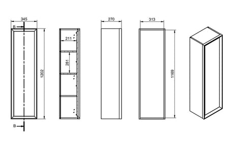 Tabo Orta Matt Clay Wall Hung Tall Unit 345mm
