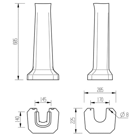Tabo Primrose Basin & Full Pedestal 600 x 500mm