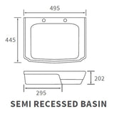 Tabo Primrose 2TH Semi Recessed Basin 495 x 445mm