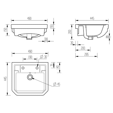 Tabo Primrose 2TH Semi Recessed Basin