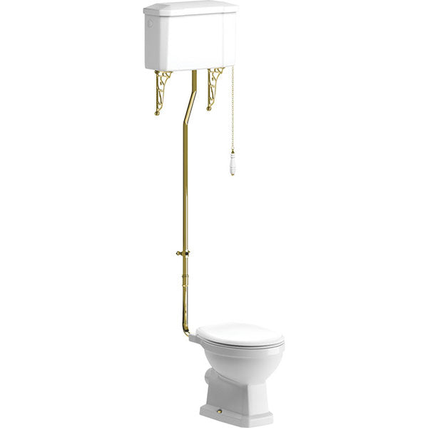 Tabo Primrose Brushed Brass High Level WC & Standard Soft Close Seat