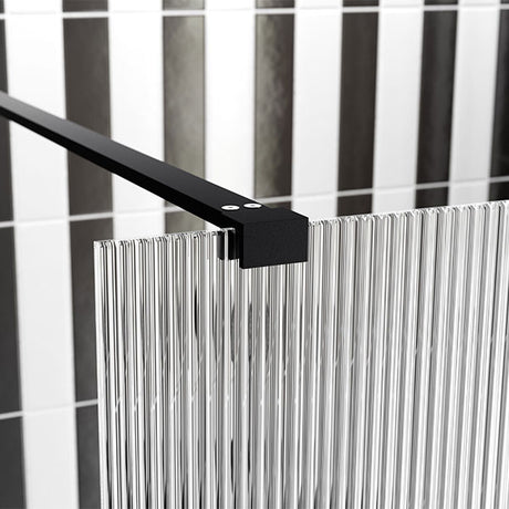 Tabo Splash Fresco Fluted Glass Wetroom Panel Black 1000mm