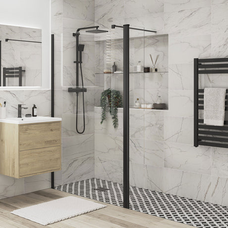 Tabo Splash Fresco Optional Wetroom Rotatable Panel Black 300mm with wetroom panel