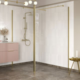 Tabo Splash Fresco Wetroom Panel Brushed Brass (with side and rotatable panels)