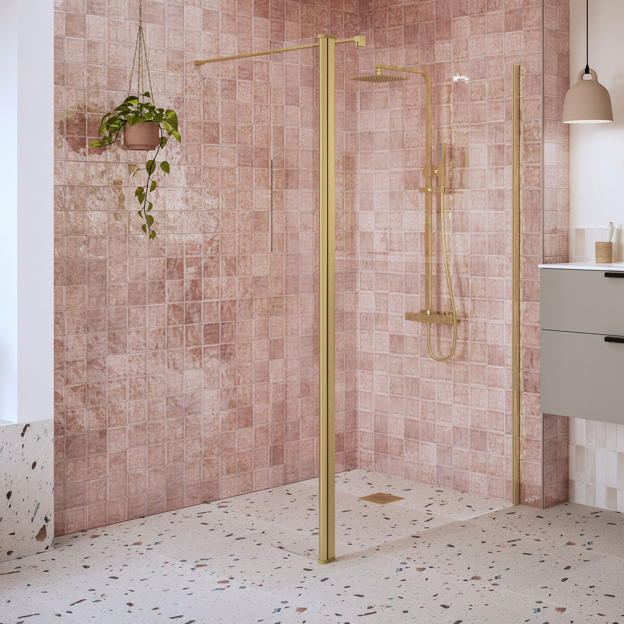 Tabo Splash Fresco Wetroom Panel Brushed Brass (with rotatable panel)