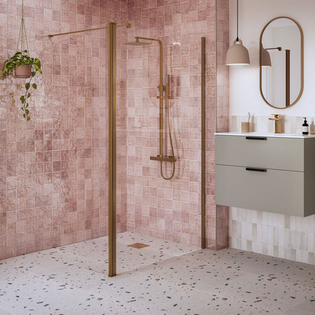 Tabo Splash Fresco Optional Wetroom Rotatable Panel Brushed Bronze 300mm (with side panel)