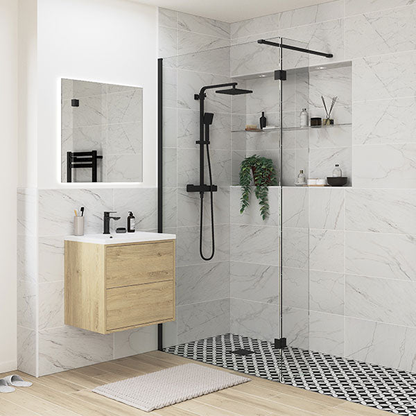 Tabo Splash Fresco Wetroom Panel Black 1000mm
