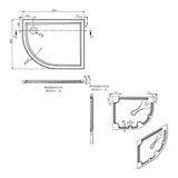 Tabo Splash Low Profile Offset Quadrant Tray & Waste (LH) 1000 x 800 x 40mm