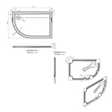 Tabo Splash Low Profile Offset Quadrant Tray & Waste (LH) 1200 x 800 x 40mm