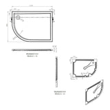 Tabo Splash Low Profile Offset Quadrant Tray & Waste (LH) 1200 x 900 x 40mm